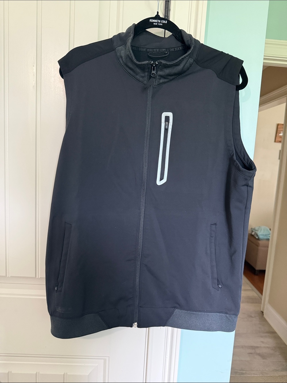 RHONE Men's Black Softshell Vest with Reflective Chest Detail